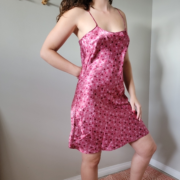 Gloria Vanderbilt Pink Polka Dot Slip Dress - Picture 3 of 4
